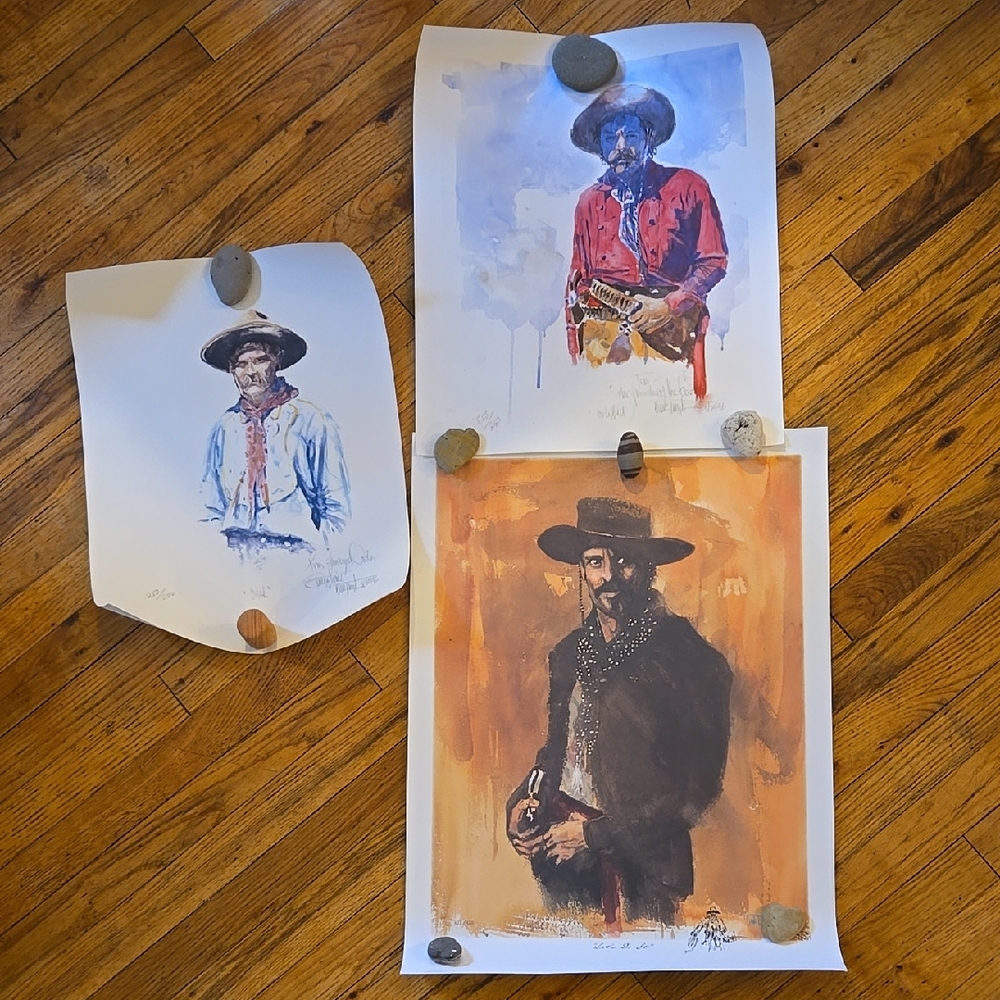 Western Cowboy Art Prints Set Vintage 90s Tombstone HOLLYWOOD